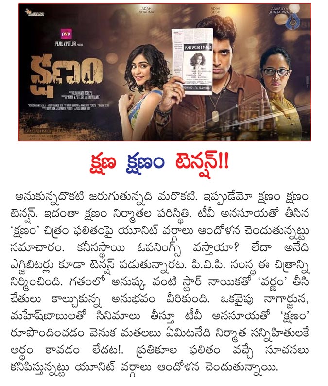 pvp,kshanam movie,pvp in tenson,varna,anushka,anasuya  పి.వి.పి. కి క్షణ 'క్షణం' టెన్షన్!